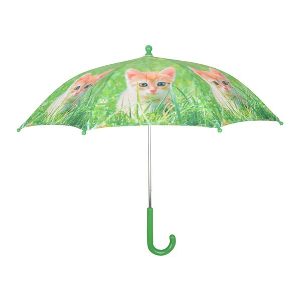 Zelený dáždnik s potlačou mačky Esschert Design Animals