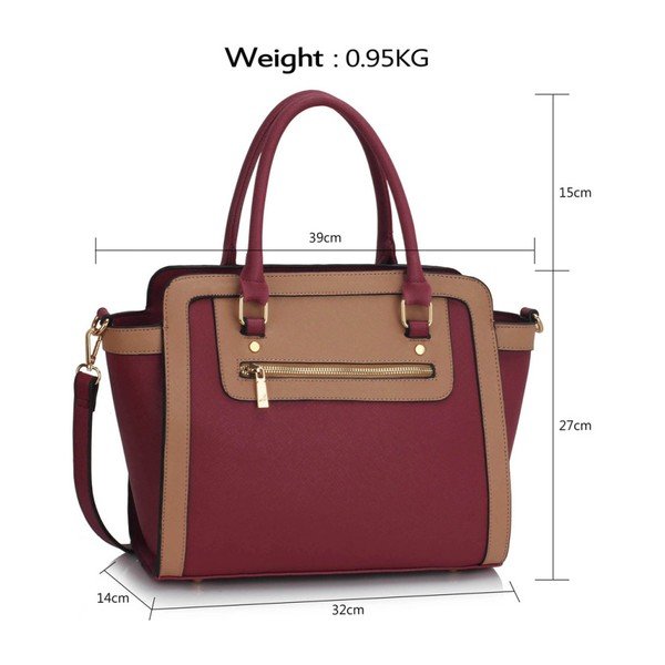 Kabelka L&S Bella Burgundy & Nude-image-3