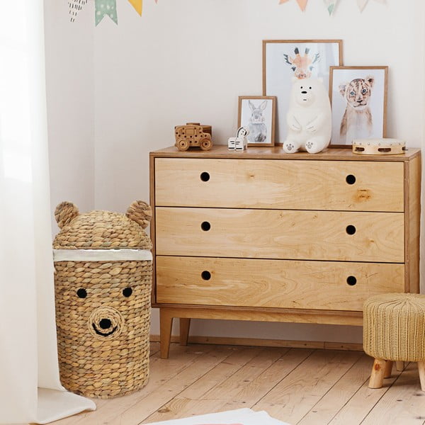 Detský kôš na hračky z vodného hyacintu v prírodnej farbe ø 30x56 cm Bear – Compactor-image-1