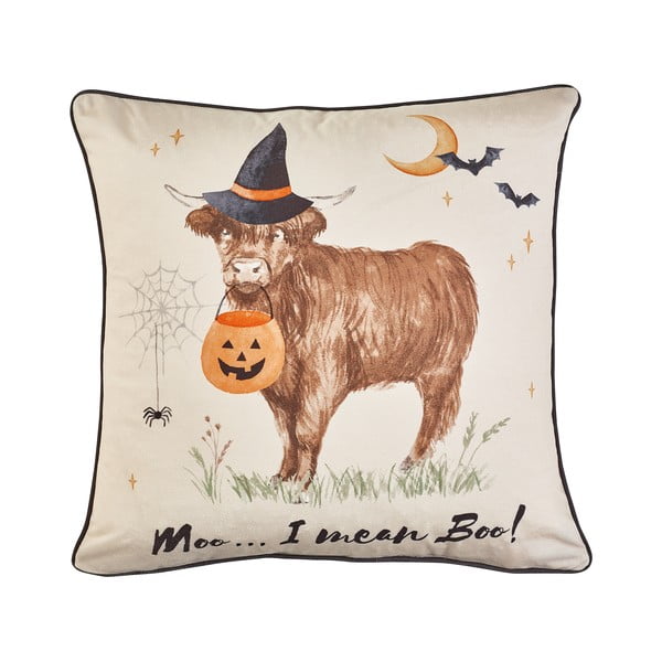 Dekoračný vankúš s haloweenským motívom 45x45 cm Halloween Highland Cow – Catherine Lansfield