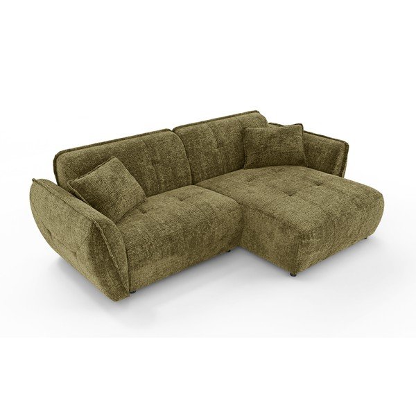 Zelená ženilková rohová pohovka (pravý roh/s leňoškou) Nelia – Ropez-image-2