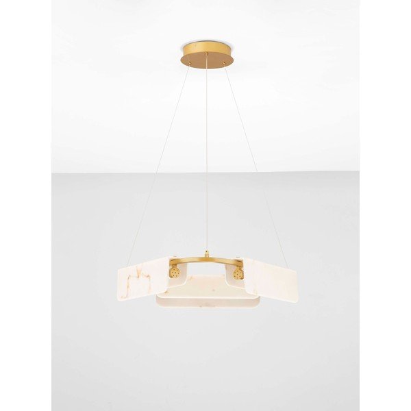 Krémovobiele/v mosadznej farbe LED závesné svietidlo v dekore mramoru so stmievačom ø 63 cm Aider – Nova Luce-image-4