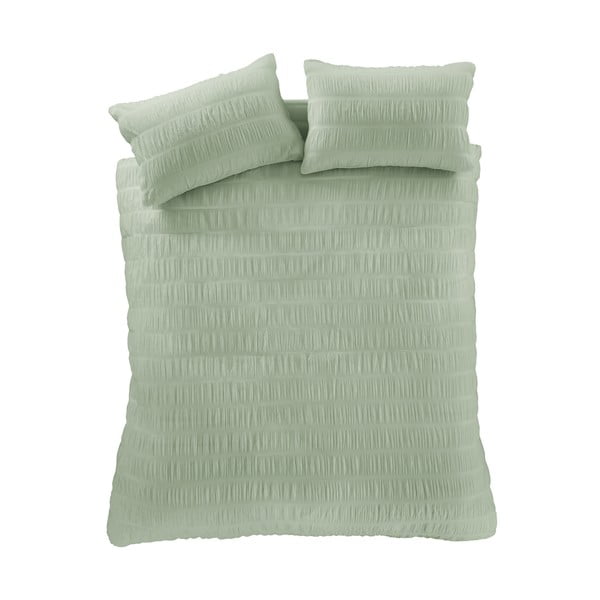 Svetlozelené krepové obliečky na dvojlôžko/predĺžené 230x220 cm Seersucker – Catherine Lansfield