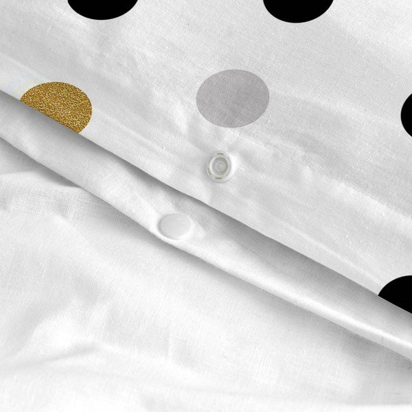Biela bavlnená obliečka na perinu na jednolôžko 140x200 cm Golden dots – Blanc-image-4