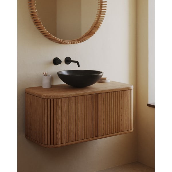 Závesná skrinka pod umývadlo v dekore jaseňa v prírodnej farbe 90x40 cm Mailen – Kave Home-image-1