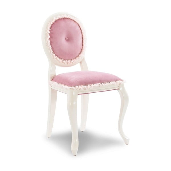 Biela stolička s ružovým čalúnením Dream Chair Pink