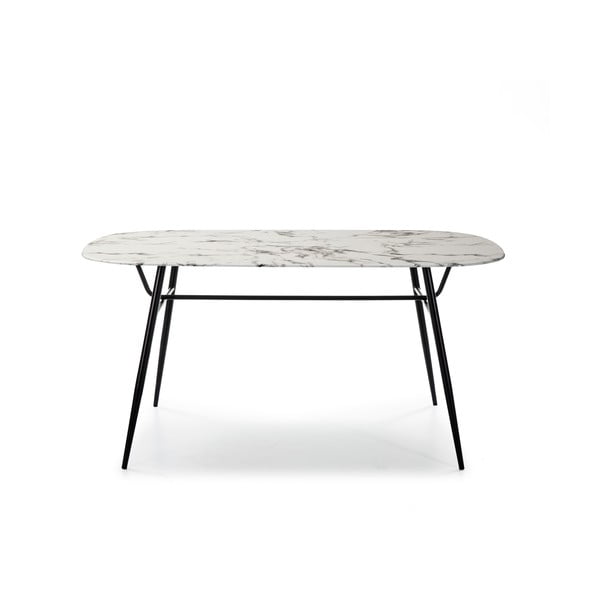 Biely jedálenský stôl so sklenenou doskou v mramorovom dekore Marckeric Alina-image-2