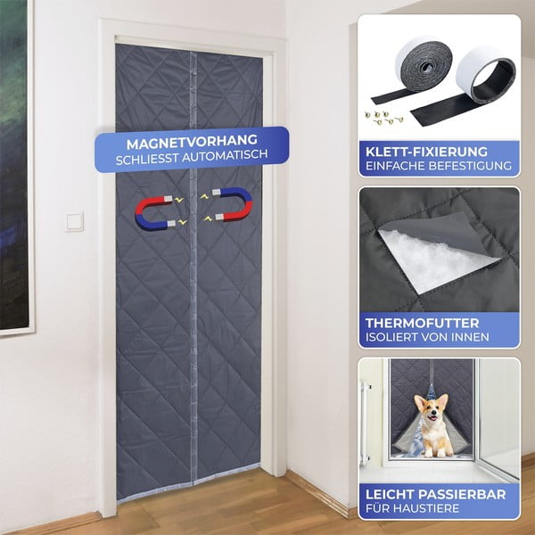 Termo záves do dverí v sivo-striebornej farbe 80x200 cm – Maximex-image-3