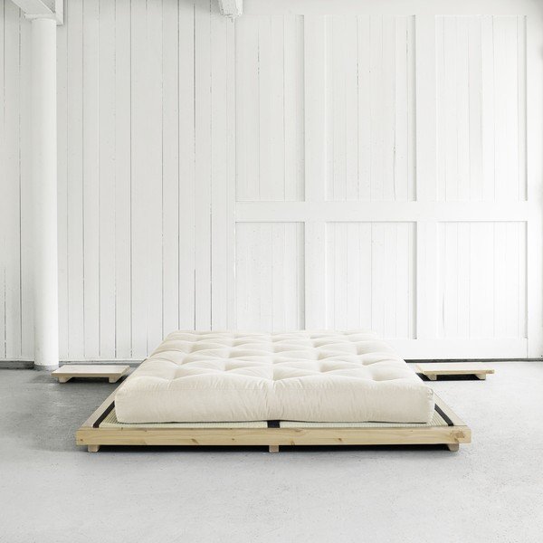 Dvojlôžková posteľ z borovicového dreva s matracom a tatami Karup Design Dock Double Latex Natural/Natural, 160 × 200 cm-image-1