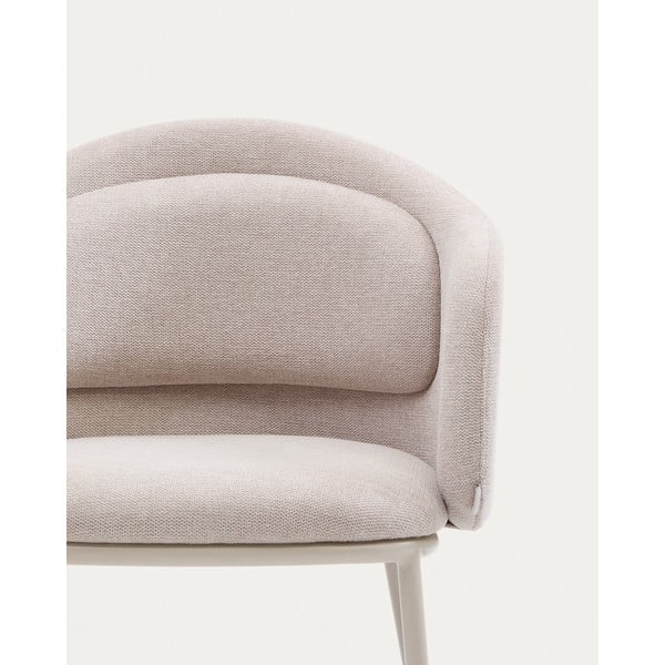 Béžové čalúnené jedálenské kreslo s podrúčkami Minda – Kave Home-image-4