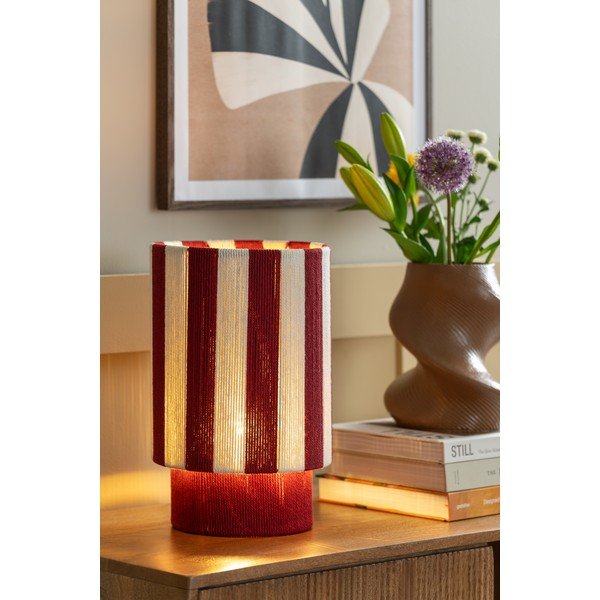 Červená/biela povrazová stolová lampa (výška  35 cm) Vienna Stripes – Leitmotiv-image-1