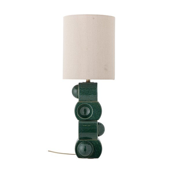 Zelená/krémovobiela keramická stolová lampa s textilným tienidlom (výška  68 cm) Brady – Bloomingville-image-4