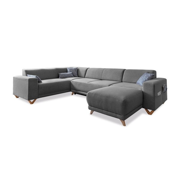 Sivá rozkladacia/s úložným priestorom rohová pohovka (ľavý roh/do tvaru "U") Classy Sophie – Miuform