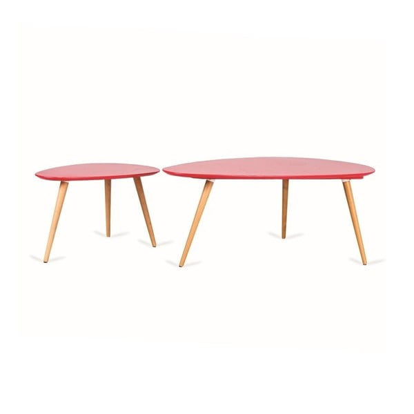 Sada 2 červených konferenčných stolíkov Design Twist Kaoma