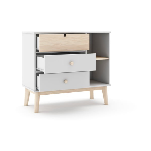 Biela nízka detská komoda 90x40 cm Estefania – Marckeric-image-2