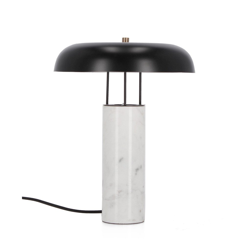 E-shop Čierno-biela mramorová stolová lampa s kovovým tienidlom (výška 33 cm) Kaithal – Bizzotto