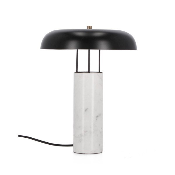 Čierno-biela mramorová stolová lampa s kovovým tienidlom (výška  33 cm) Kaithal – Bizzotto
