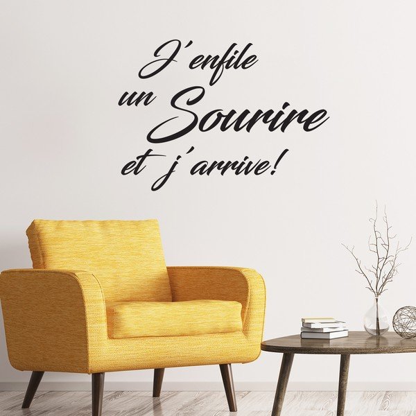 Čierna samolepka Ambiance Quote Sourire Et J'arrive-image-1