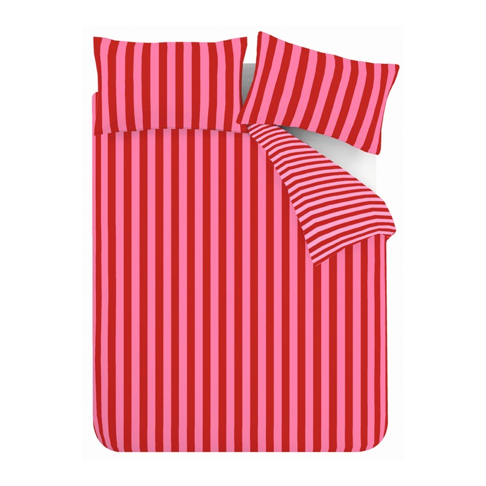 Červené/ružové 3-dielne obliečky na dvojlôžko 200x200 cm Stripe Tease – Sassy B