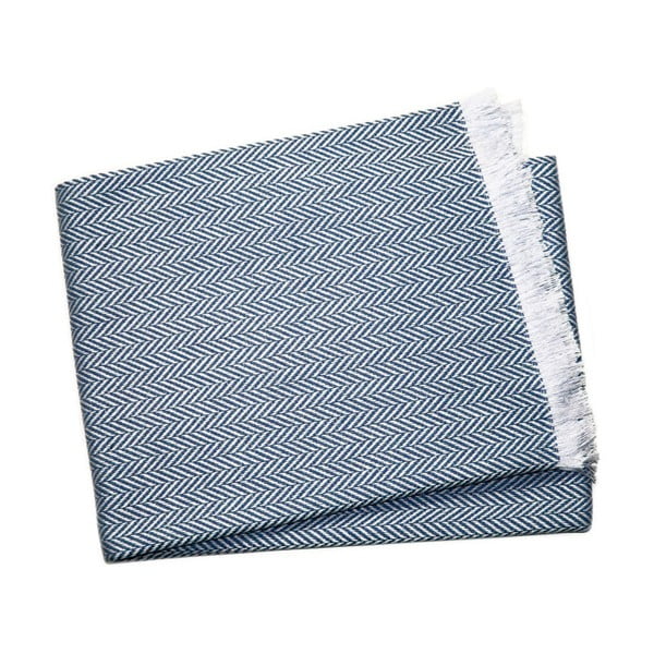 Námornícky modrý pléd s podielom bavlny Euromant Sky, 140 × 250 cm