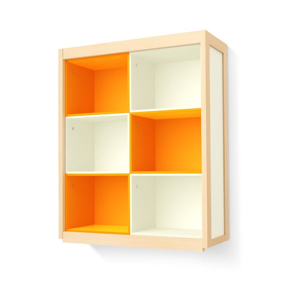Oranžovo-biela nástenná knižnica Timoore Simple