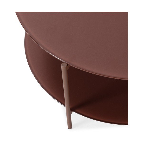 Okrúhly konferenčný stolík so sklenenou doskou v terakotovej farbe ø 83 cm Davi – MOME-image-4