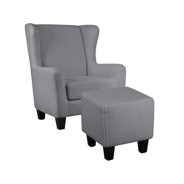 Sivé zamatové kreslo ušiak Zhili - Støraa