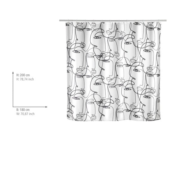 Čierno-biely sprchový záves Wenko Faces-image-1