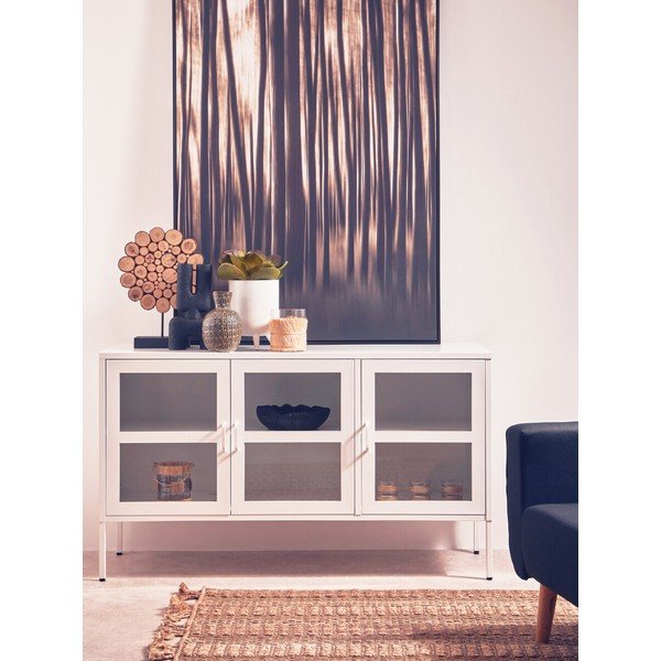 Biela oceľová vitrína 140x80x45 cm Acier – Premier Housewares-image-1