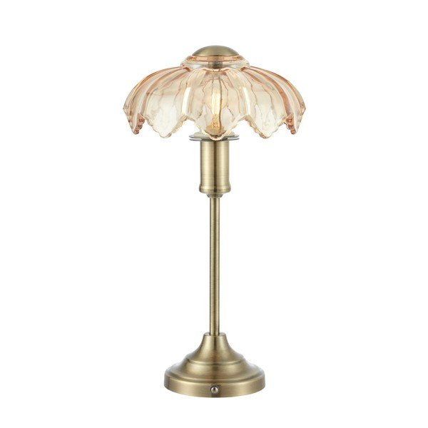 Sklenená so stmievačom/prenosná stolová lampa v mosadznej farbe/jantárová (výška  35 cm) Kurage – Markslöjd
