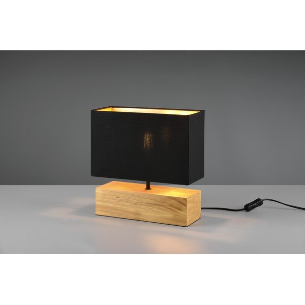 Stolová lampa s textilným tienidlom v čierno-prírodnej farbe (výška 30 cm) Woody – Reality-image-1