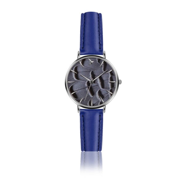 Dámske hodinky s modrým remienkom z pravej kože Emily Westwood Feather Dark