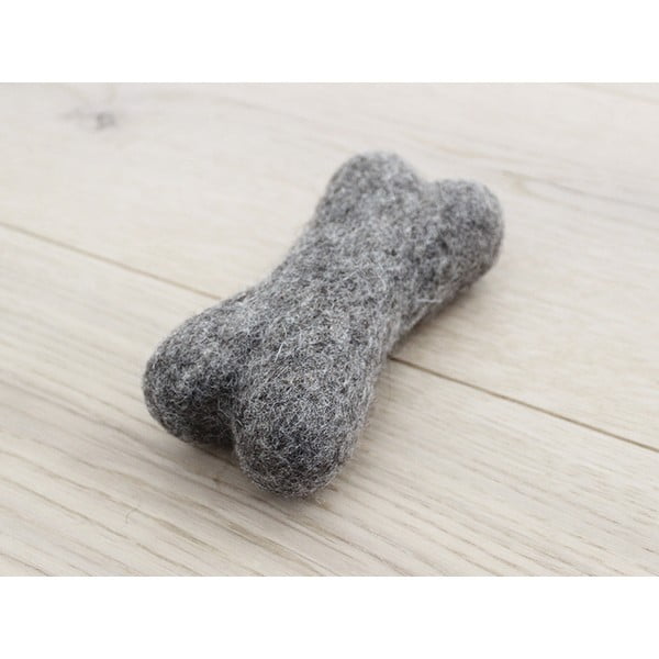Orechovohnedá zvieracia vlnená hračka v tvare kosti Wooldot Pet Bones, dĺžka 14 cm