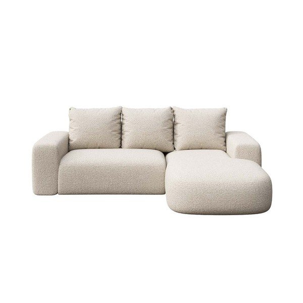 Béžová rohová pohovka z textílie buklé (pravý roh/s leňoškou) Monce – Rodier