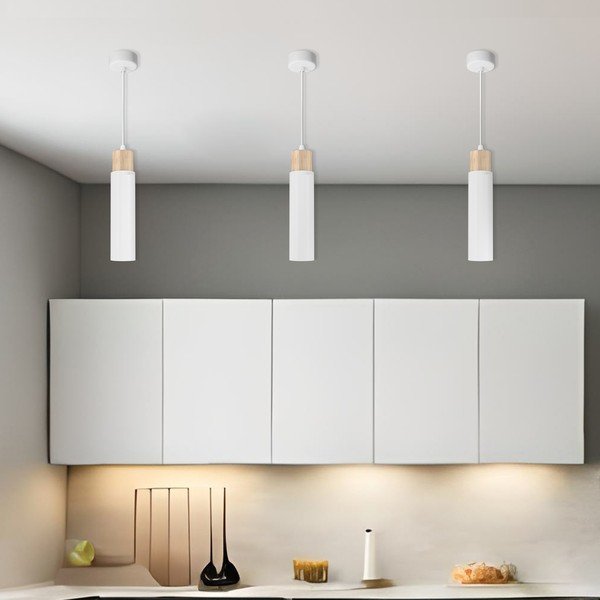 Závesné svietidlo s kovovým tienidlom v bielo-prírodnej farbe Claro – Candellux Lighting-image-1
