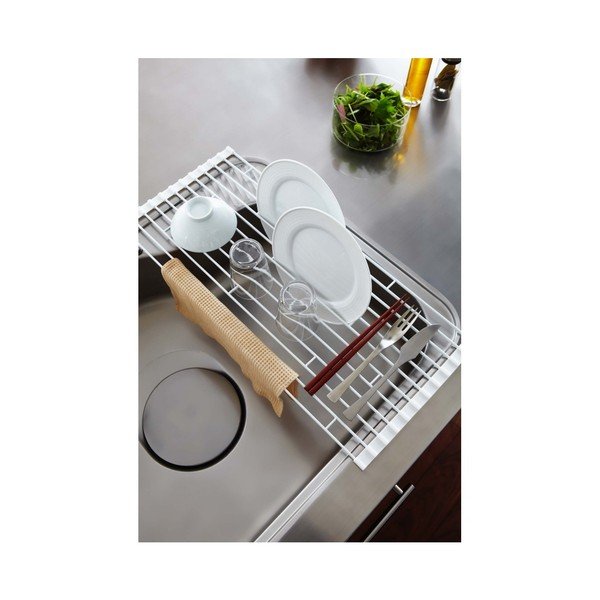 Biely rolovateľný odkvapkávač na drez YAMAZAKI Tower, dĺžka 58 cm-image-4