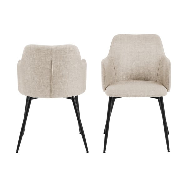 Krémovobiele čalúnené jedálenské kreslá v súprave 2 ks Ilsa – Actona-image-4