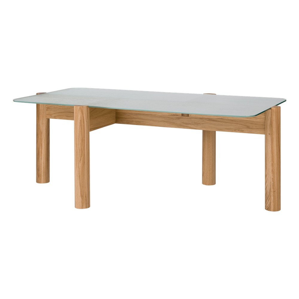 E-shop Konferenčný stolík so sklenenou doskou v prírodnej farbe 55x105 cm Kob – noo.ma