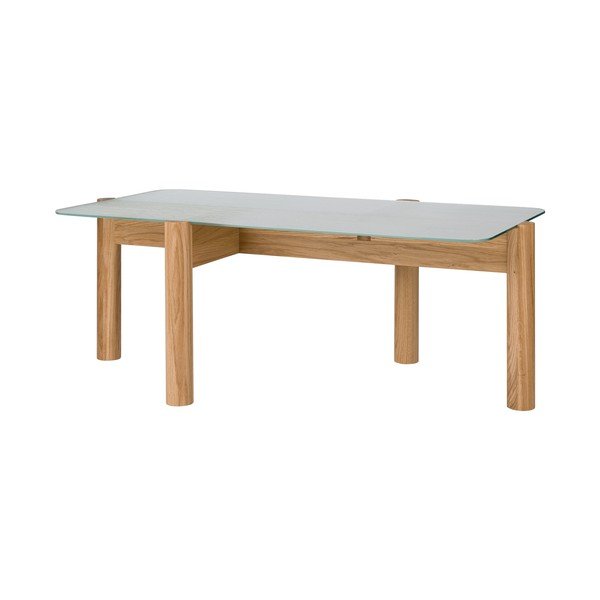 Konferenčný stolík so sklenenou doskou v prírodnej farbe 55x105 cm Kob – noo.ma
