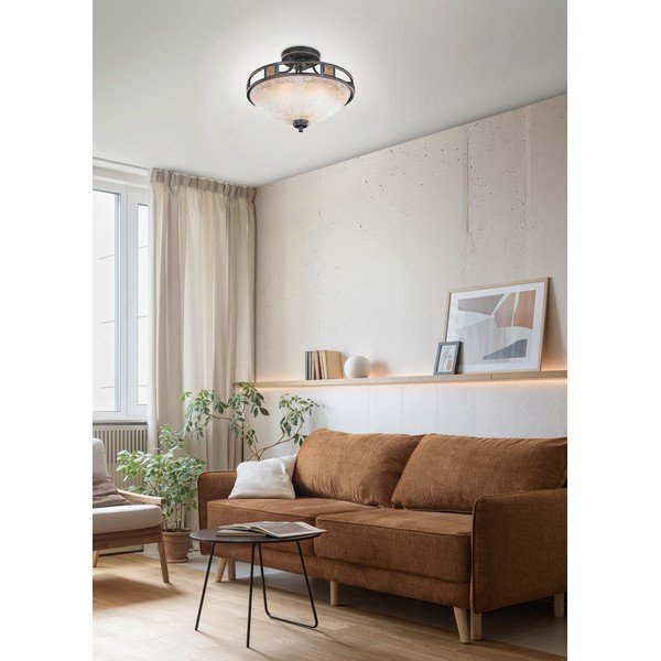 Čierne stropné svietidlo so skleneným tienidlom ø 42 cm Quinta – Trio-image-2