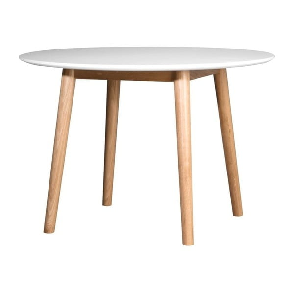 Biely jedálenský stôl s konštrukciou z dubového dreva WERMA Eelis, ⌀ 110 cm