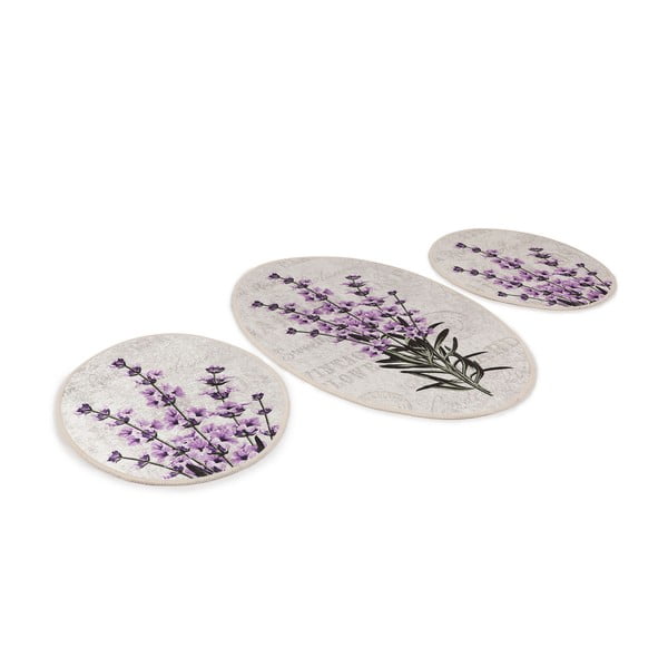 Fialovo-béžové kúpeľňové predložky v súprave 3 ks 60x100 cm Lavender – Foutastic
