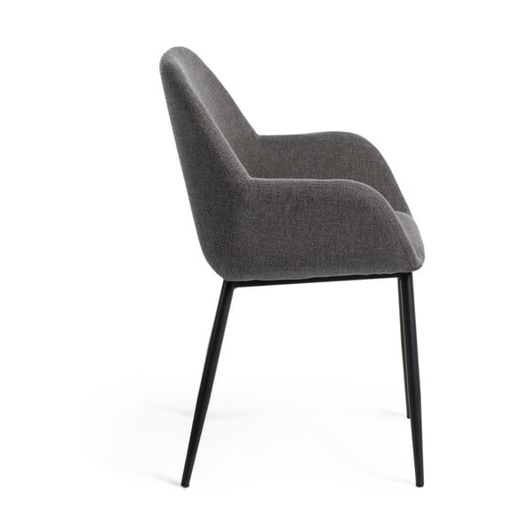 Antracitové čalúnené jedálenské kreslo Konna – Kave Home-image-2