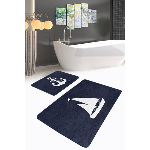 Tmavomodré kúpeľňové predložky v súprave 2 ks 60x100 cm – Mila Home-image-1