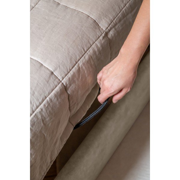 Béžová čalúnená jednolôžková posteľ s úložným priestorom s roštom 90x200 cm Dreamy Aurora – Miuform-image-3