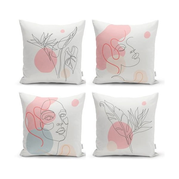 Súprava 4 dekoratívnych obliečok na vankúše Minimalist Cushion Covers Minimalist Woman, 45 x 45 cm