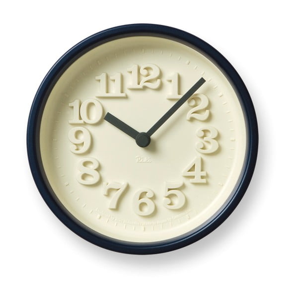 Nástenné hodiny s tmavomodrým rámom Lemnos Clock Chiisana, ⌀ 12,2 cm
