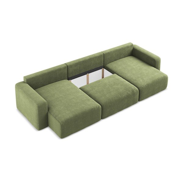 Zelená ženilková rozkladacia/s úložným priestorom rohová pohovka (do tvaru "U") Kona – Makamii-image-4
