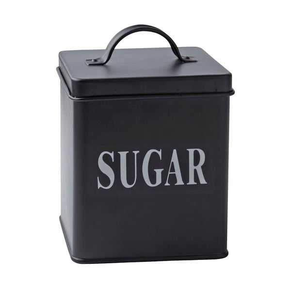 Čierna plechová dóza KJ Collection Sugar, 1,5 l