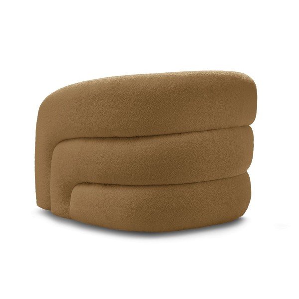 Otočné kreslo z textílie buklé v horčicovej farbe Elina – Bobochic Paris-image-4